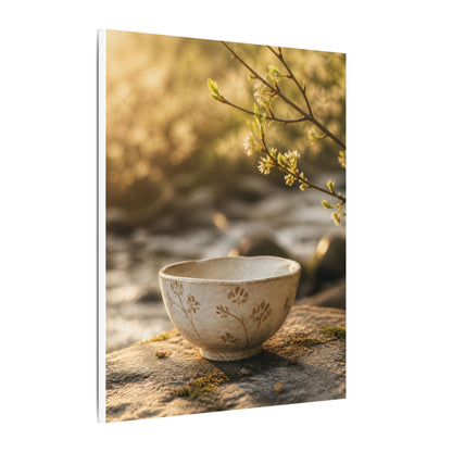 Neutral Ceramic Bowl Canvas Art - Japanese Pattern Japandi