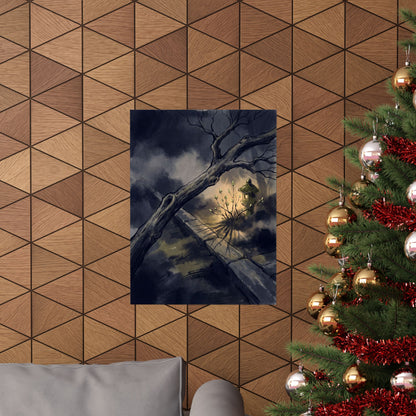 Golden Hour Moonlit Garden Wall Art Print - Dark Japandi Datsuzoku