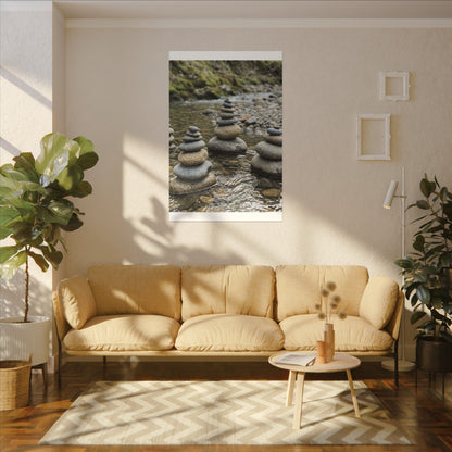 Zen River Stones in Dawn | Karesansui Canvas Art