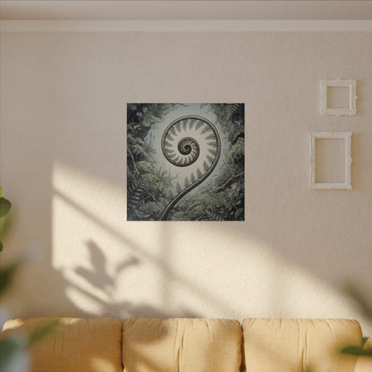 Zen Fern Unfurling in Dawn | Ukiyo E Inspired Canvas Art