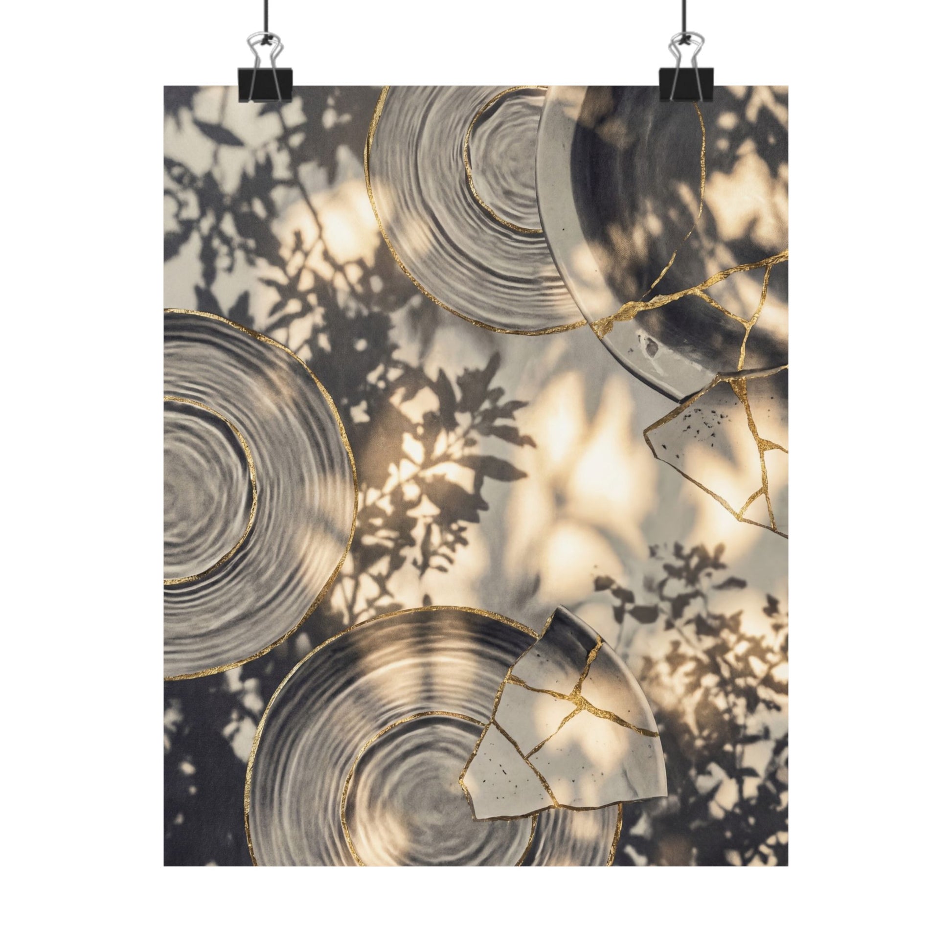 Water Ripple Wall Art Print | Summer Kintsugi Gold Vein Art Art Print