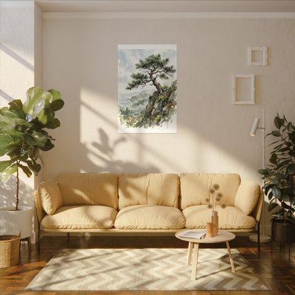 Pine Tree Spring Canvas Art | Japandi Neutral Design