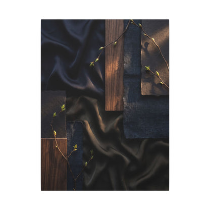 Silk Drape Spring Canvas Art | Dark Japandi Moody Design