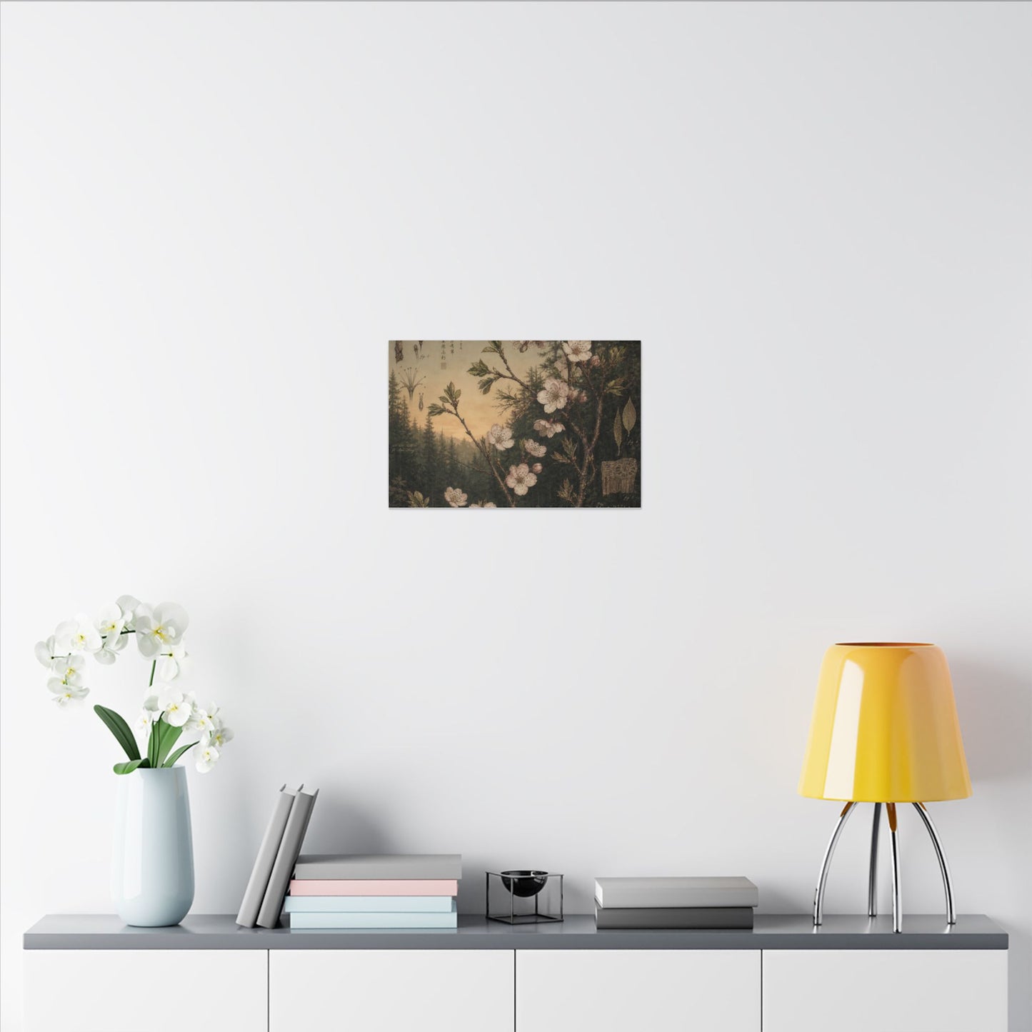 Spring Cherry Blossom Herbarium Canvas Art | Nostalgic Decor