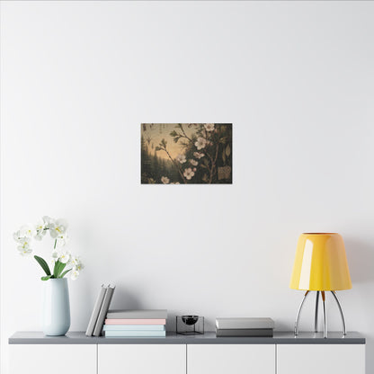 Spring Cherry Blossom Herbarium Canvas Art | Nostalgic Decor