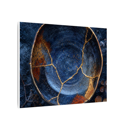 Kintsugi Ceramic Bowl in Moonlight | Crackle Gold Canvas Art