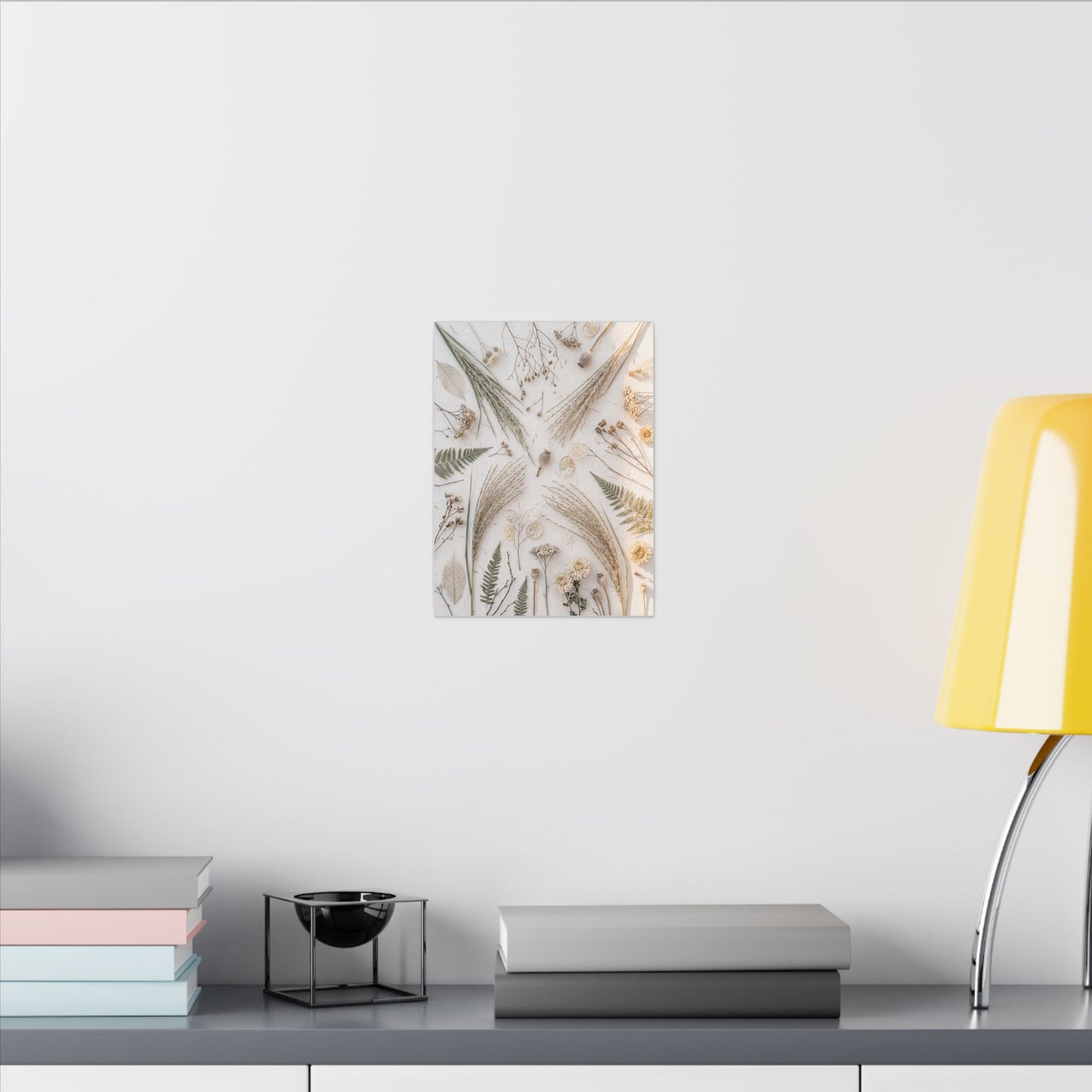 Elegant Dried Flowers Canvas Art - Japanese Pattern Japandi