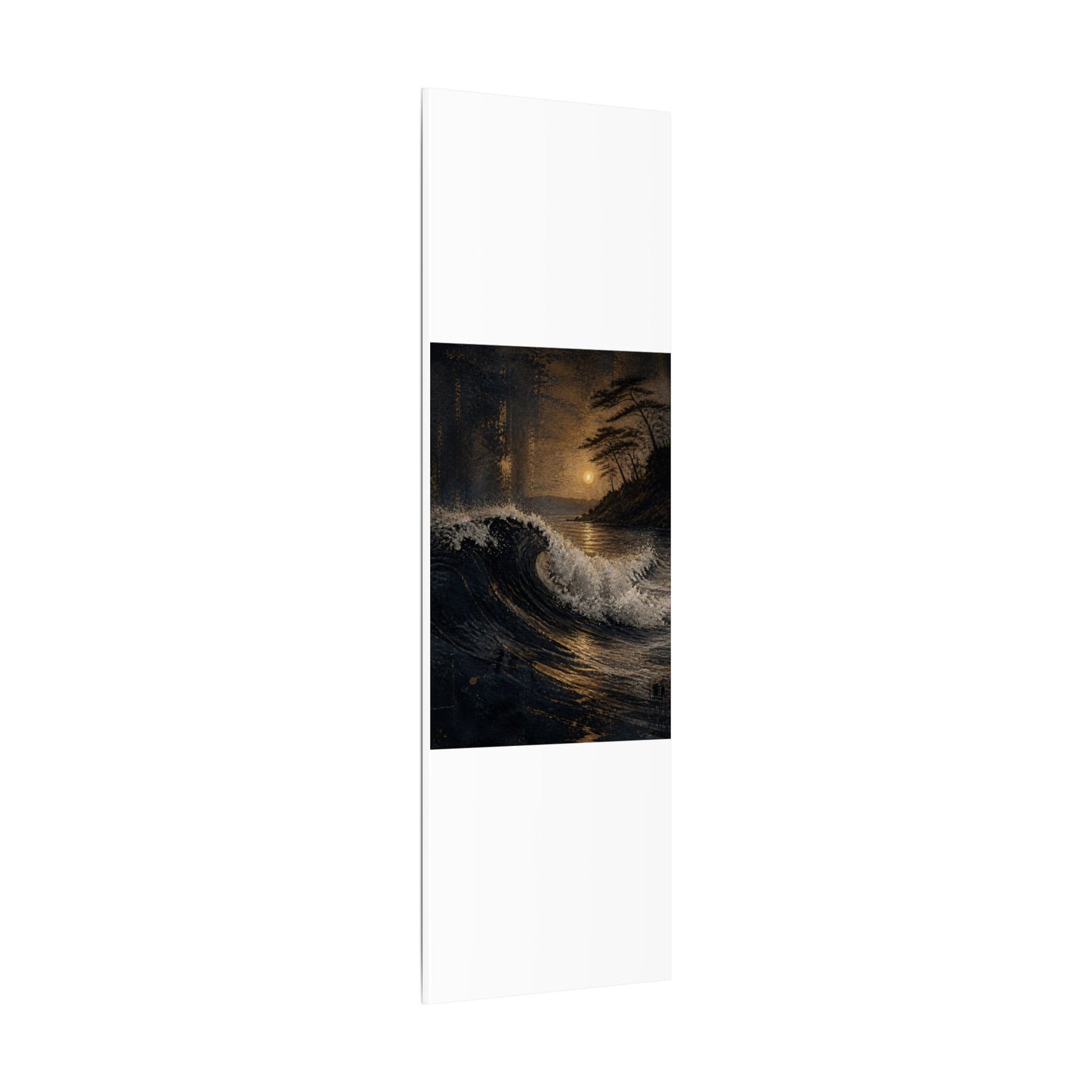 Ocean Wave Dark Texture Canvas Art | Bold Dark Japandi Art
