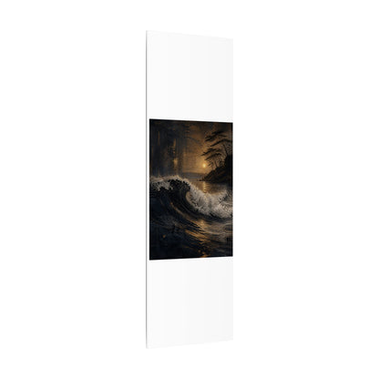 Ocean Wave Dark Texture Canvas Art | Bold Dark Japandi Art