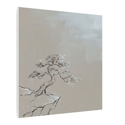 Pine Tree Minimal Line Canvas Art | Warm Japandi Art