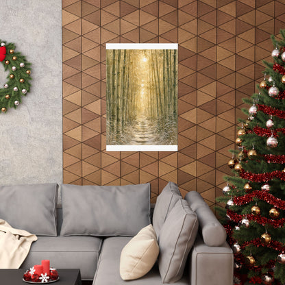 Japandi Bamboo Grove in Golden Hour | Watercolor Wall Art Print
