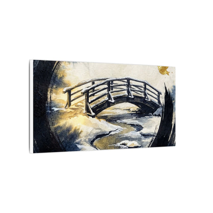 Winter Wooden Bridge Enso Canvas Art | Serene Decor