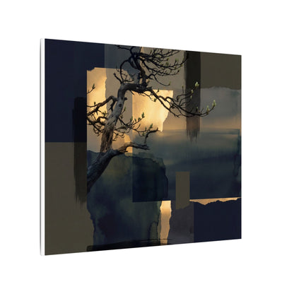 Golden Hour Pine Tree Canvas Art - Dark Japandi Kanso