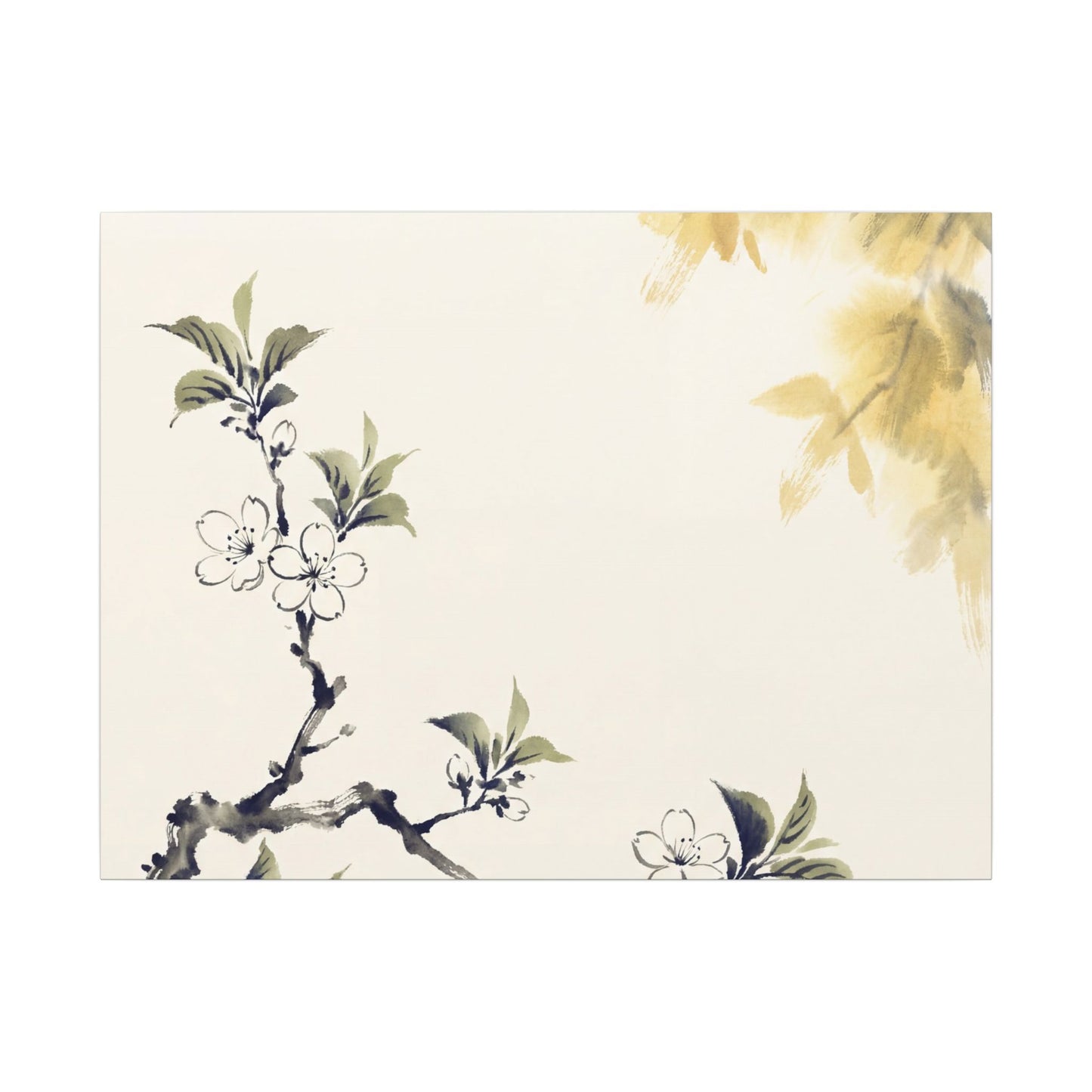 Kanso Cherry Blossom Canvas Art - Zen Sumi E