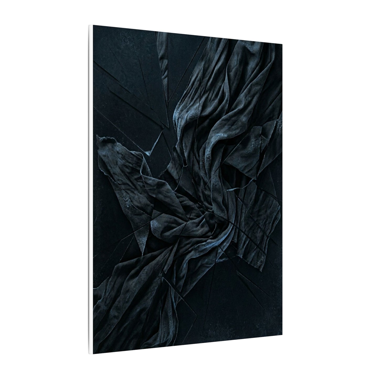 Dark Japandi Silk Drape in Moonlight | Moody Minimal Canvas Art
