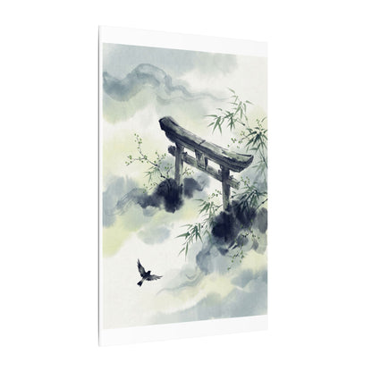 Torii Gate Sumi E Canvas Art | Serene Zen Art