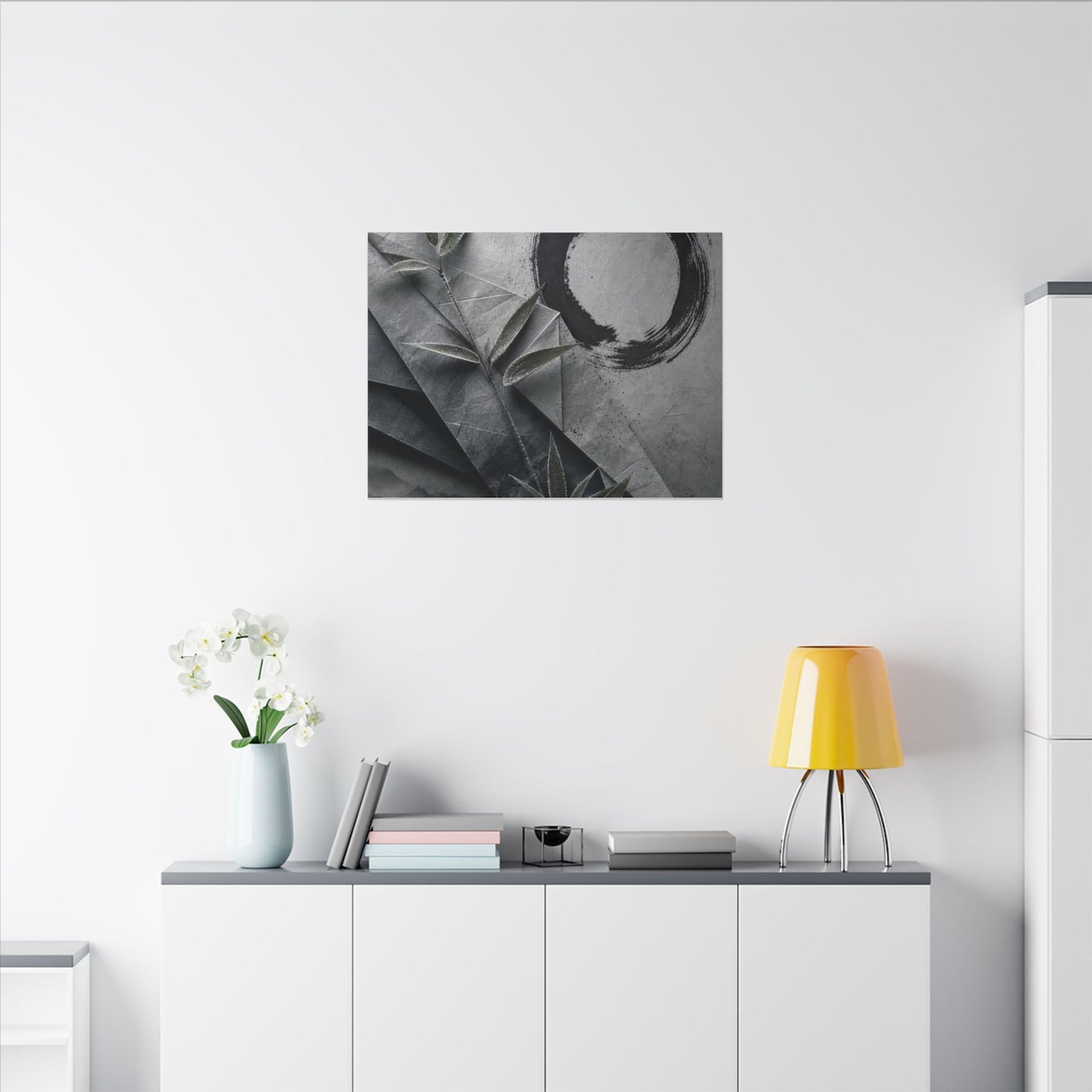 Winter Paper Fold Enso Canvas Art | Serene Decor