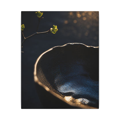 Ma Ceramic Bowl Canvas Art - Dark Japandi Shadow Zen