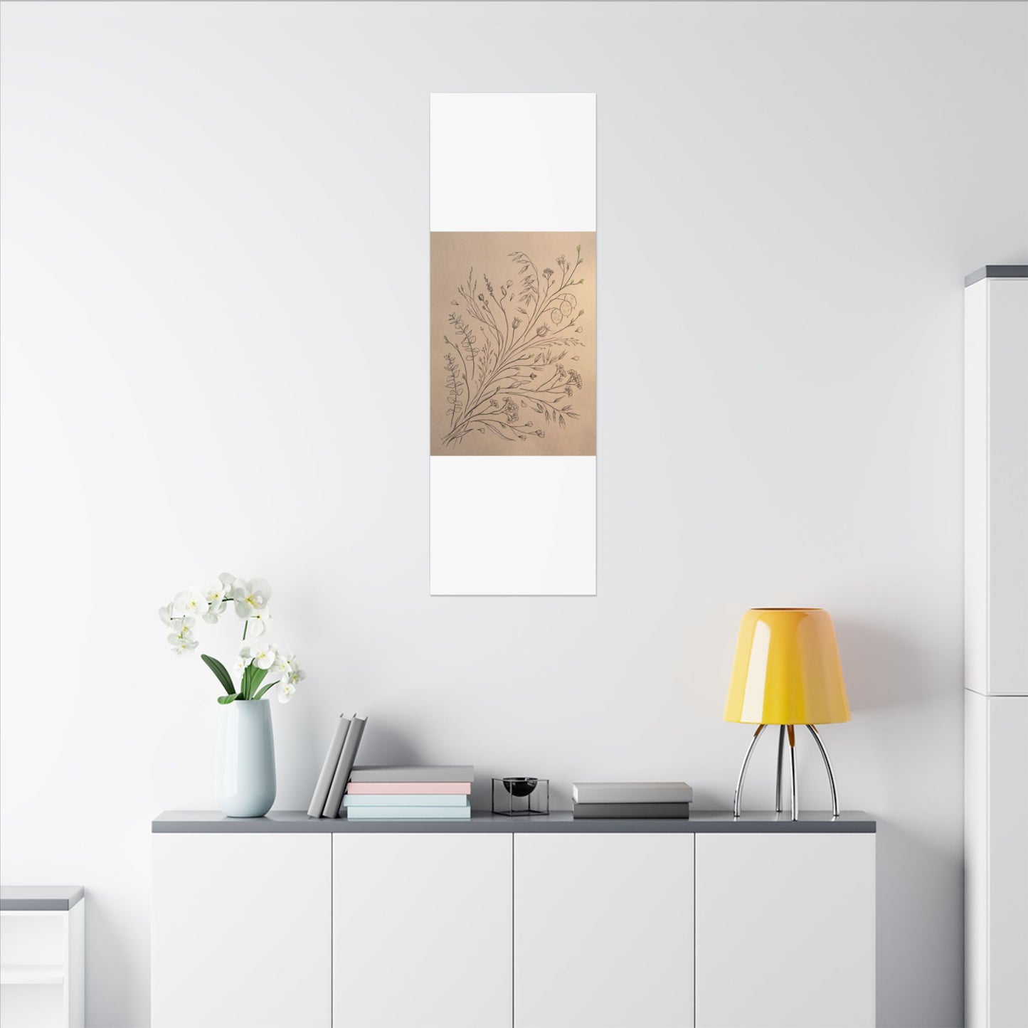 Dried Flowers Canvas Art | Spring Japandi Minimal Line Art