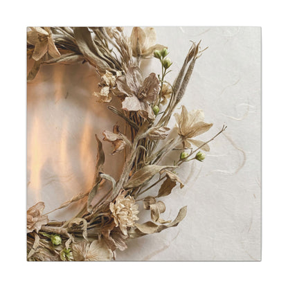 Dried Flowers Japanese Pattern Canvas Art | Neutral Japandi Art