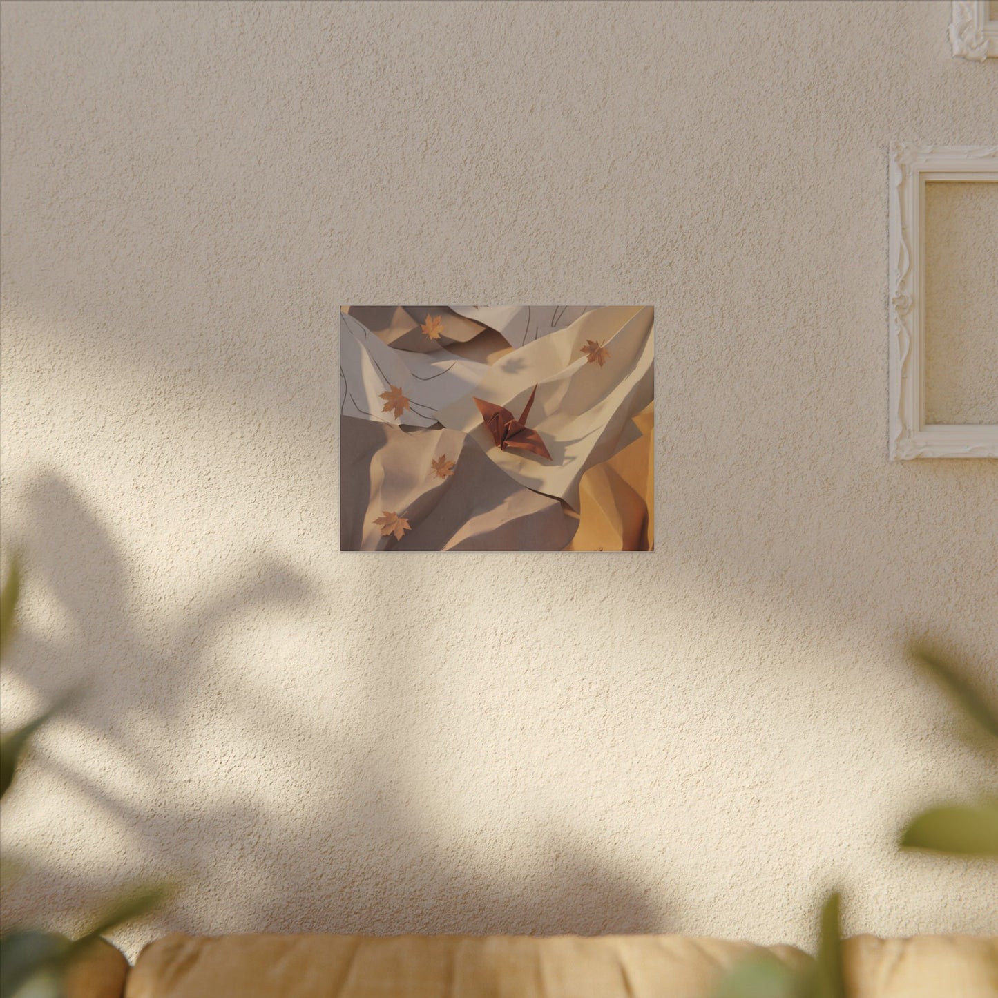 Autumn Paper Fold Minimal Line Canvas Art | Cozy Decor