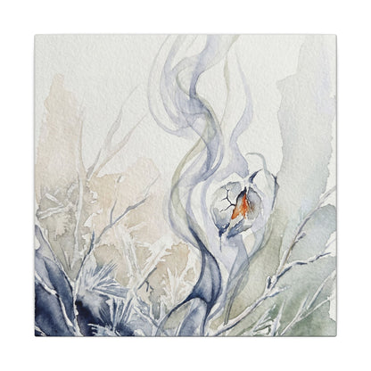 Earthy Incense Smoke Canvas Art - Watercolor Japandi