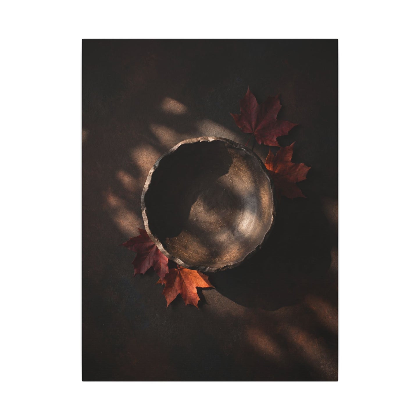 Ceramic Bowl Canvas Art | Autumn Dark Japandi Dark Texture Art