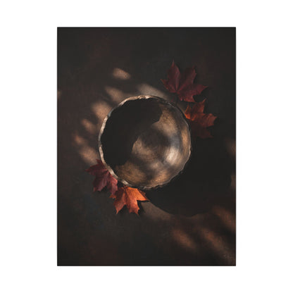 Ceramic Bowl Canvas Art | Autumn Dark Japandi Dark Texture Art