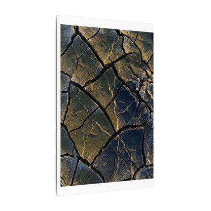 Winter Cracked Earth Moody Minimal Canvas Art | Atmospheric Decor