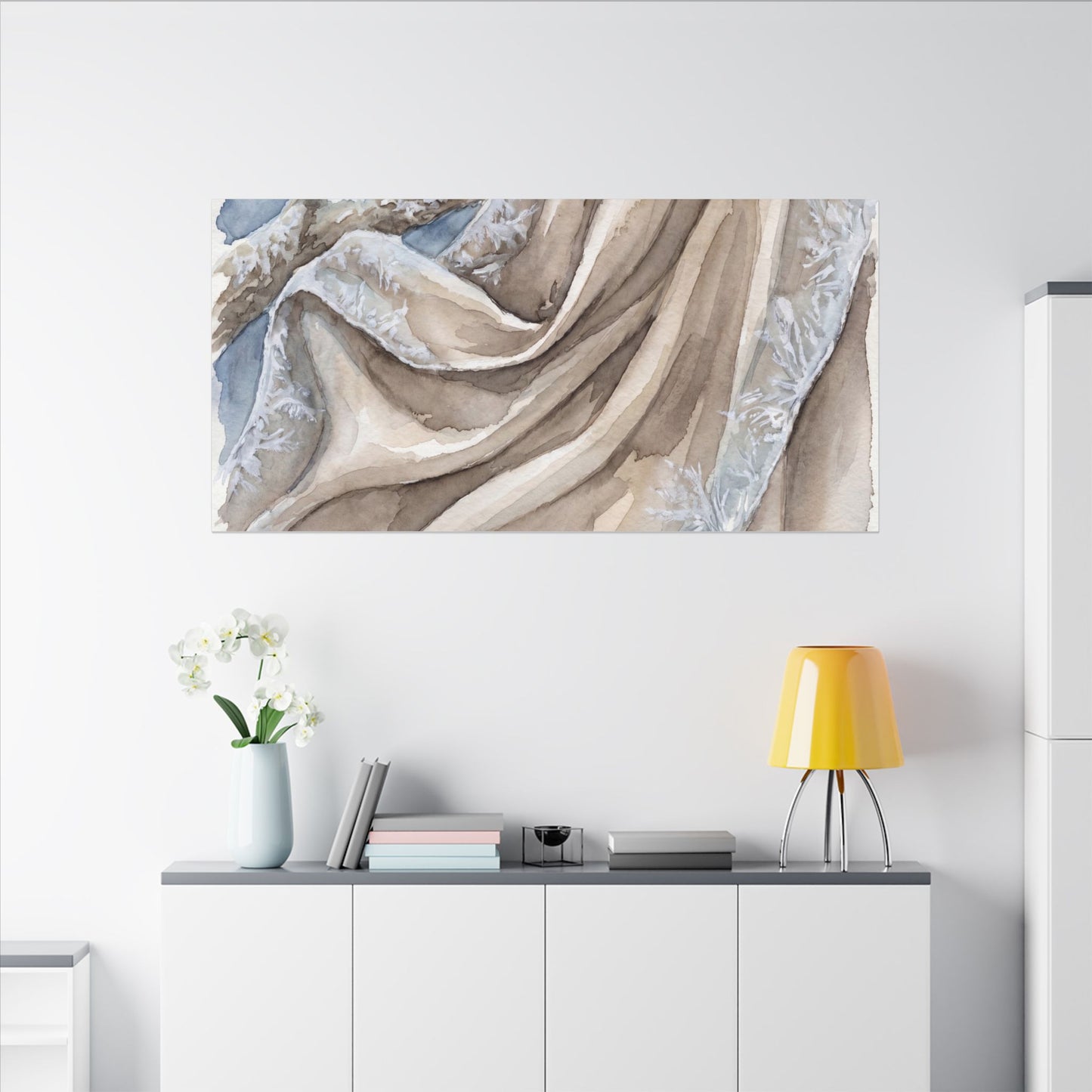 Silk Drape Winter Canvas Art | Japandi Cozy Design