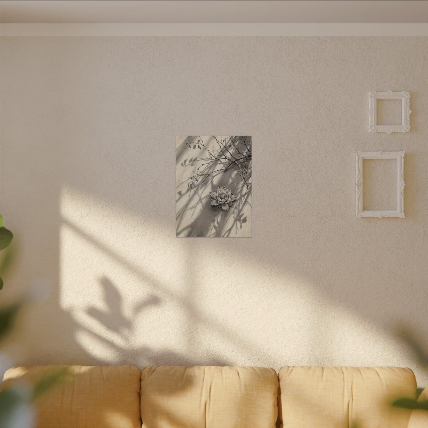 Winter Lotus Flower Sumi E Canvas Art | Contemplative Decor
