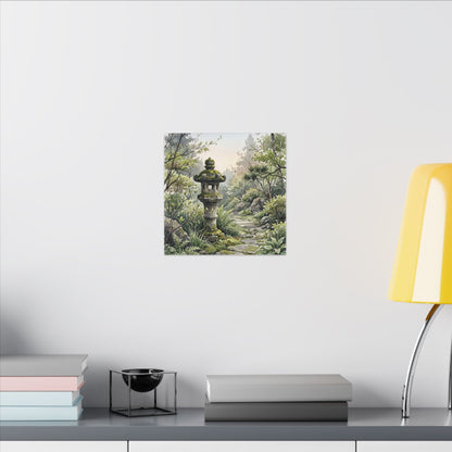 Neutral Stone Lantern Canvas Art - Watercolor Japandi