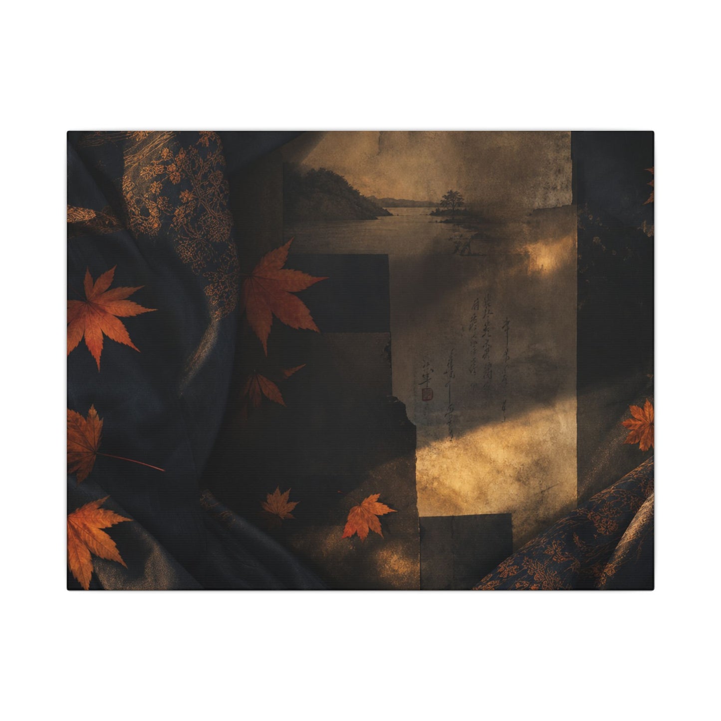 Autumn Silk Drape Shadow Zen Canvas Art | Bold Decor