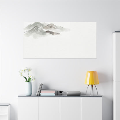 Winter Mountain Mist Minimal Line Canvas Art | Elegant Decor