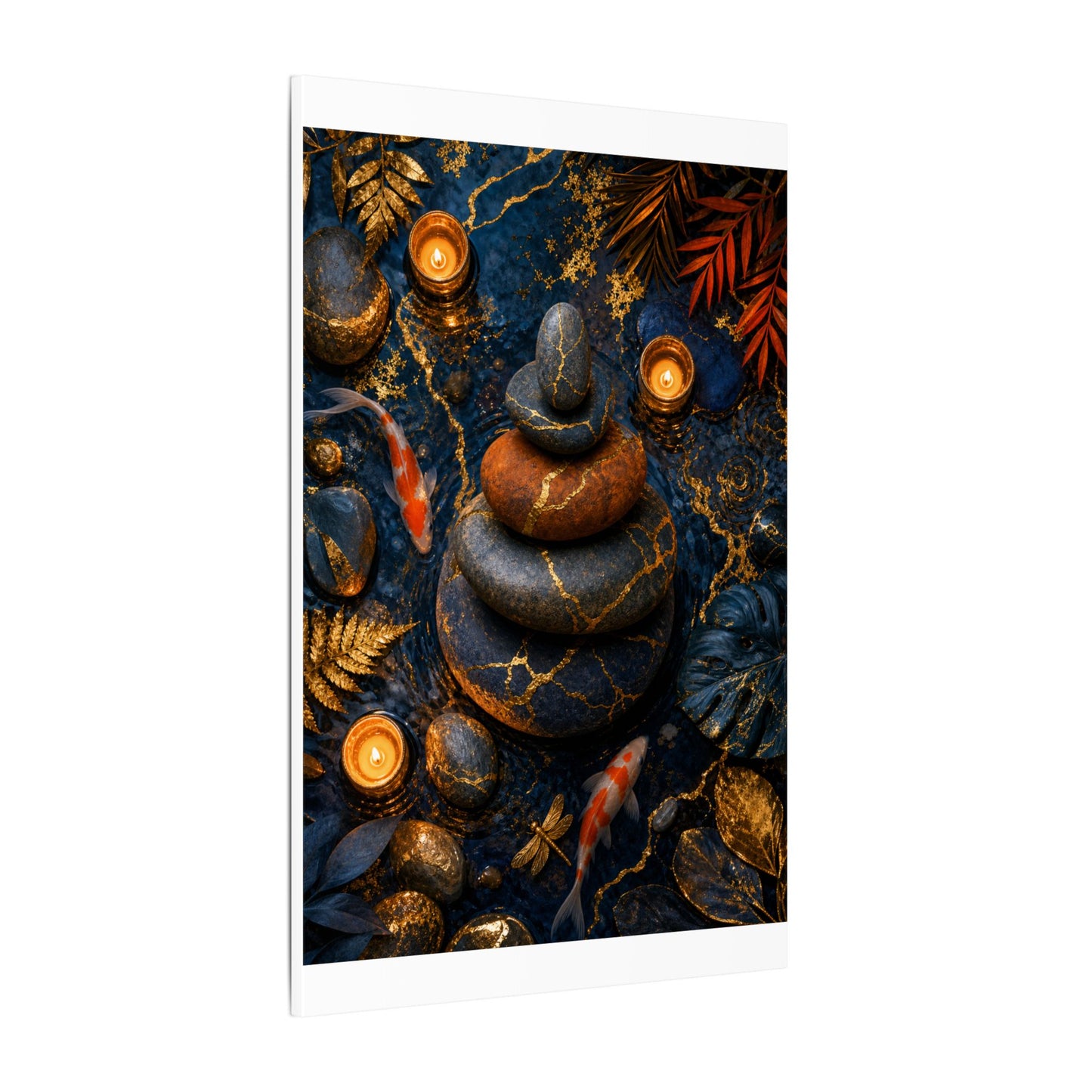 Summer River Stones Gold Vein Canvas Art | Resilient Decor