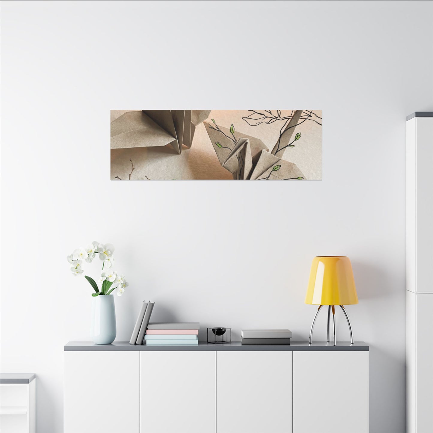 Paper Fold Spring Canvas Art | Japandi Earthy Design