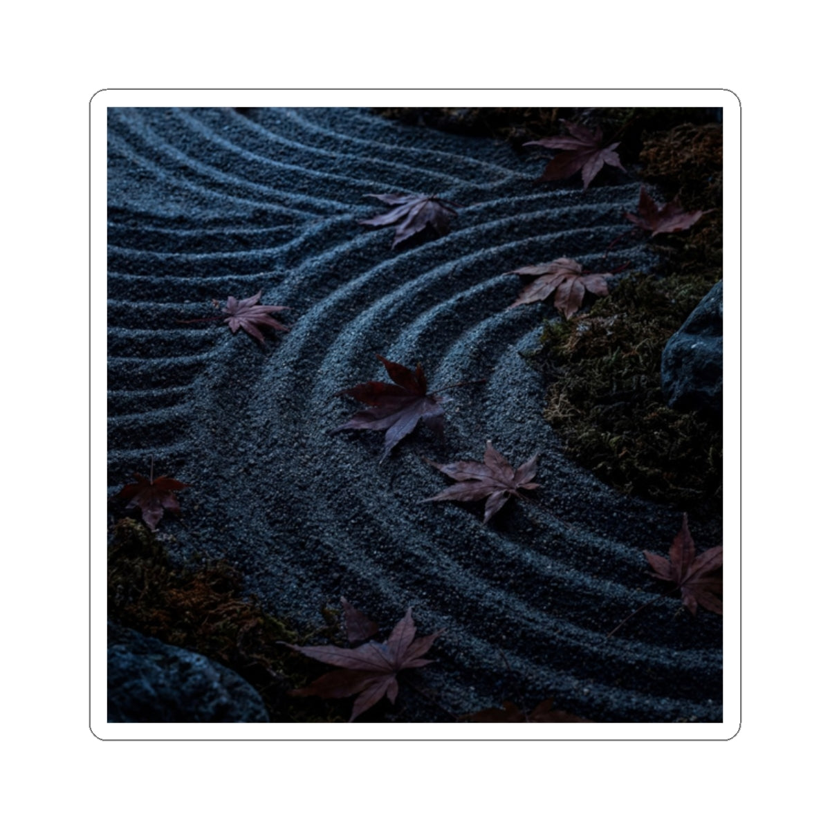 Luxurious Rock Garden Sticker - Dark Texture Dark Japandi Art Print
