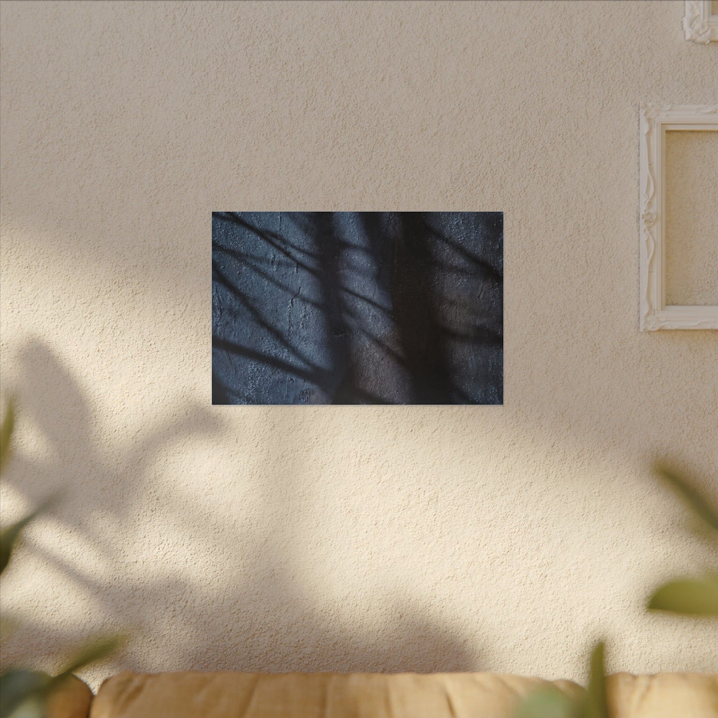 Dark Japandi Shadow Play in Moonlight | Moody Minimal Canvas Art