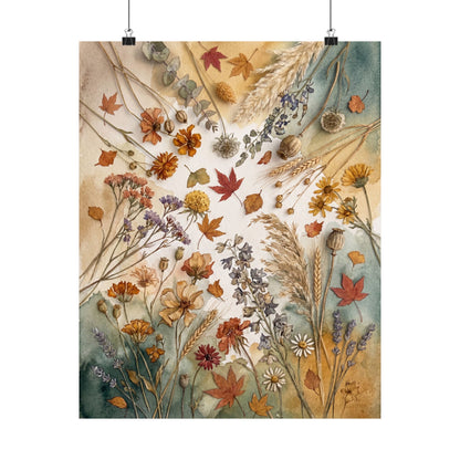 Dried Flowers Wall Art Print | Autumn Japandi Watercolor Art