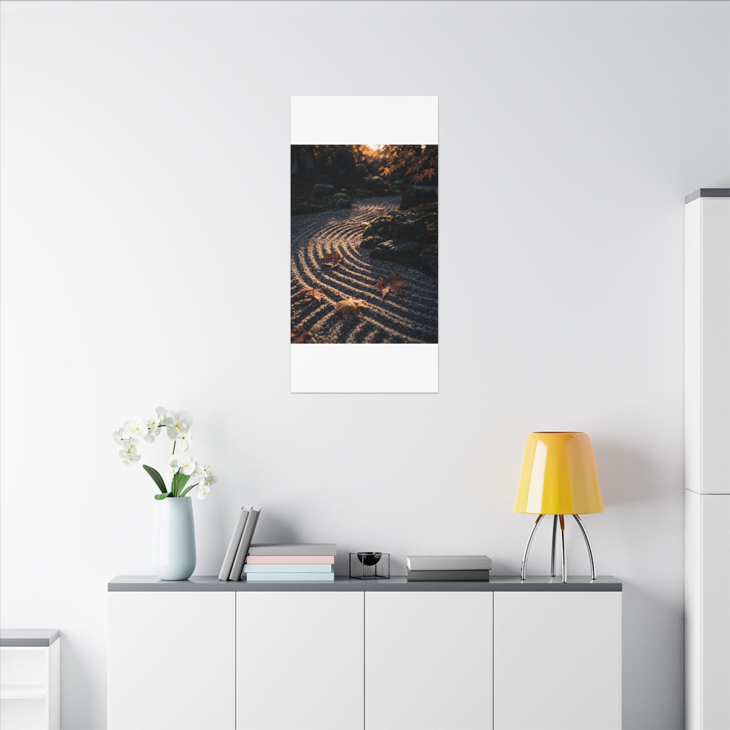Rock Garden Moody Minimal Canvas Art | Bold Dark Japandi Art