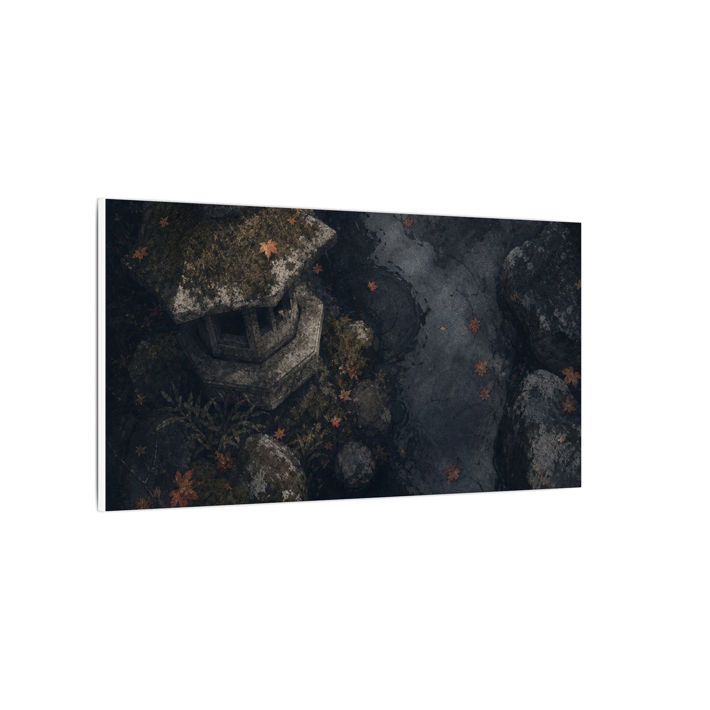 Stone Lantern Canvas Art | Autumn Japandi Texture Art