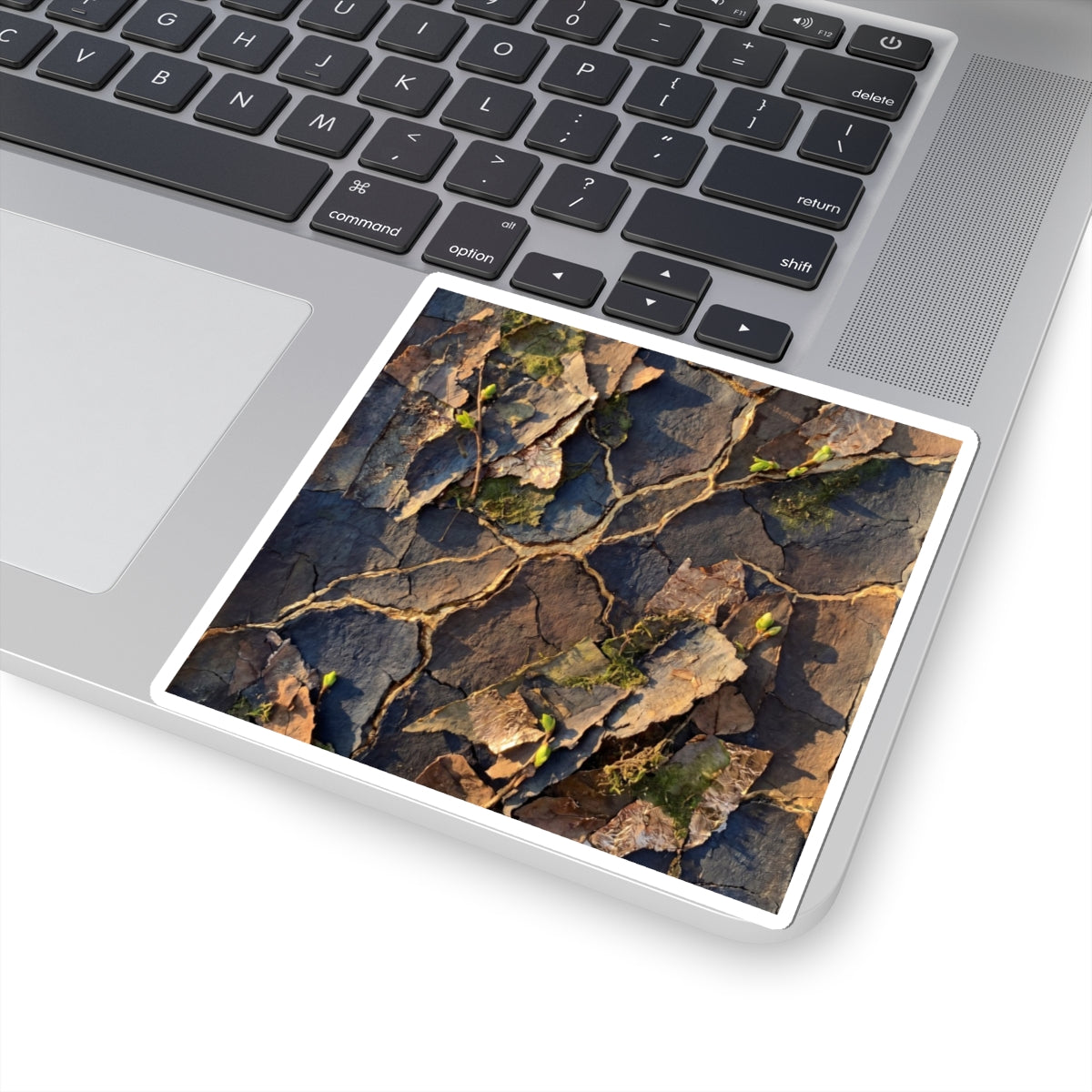Cracked Earth Dark Texture Sticker | Moody Dark Japandi Art