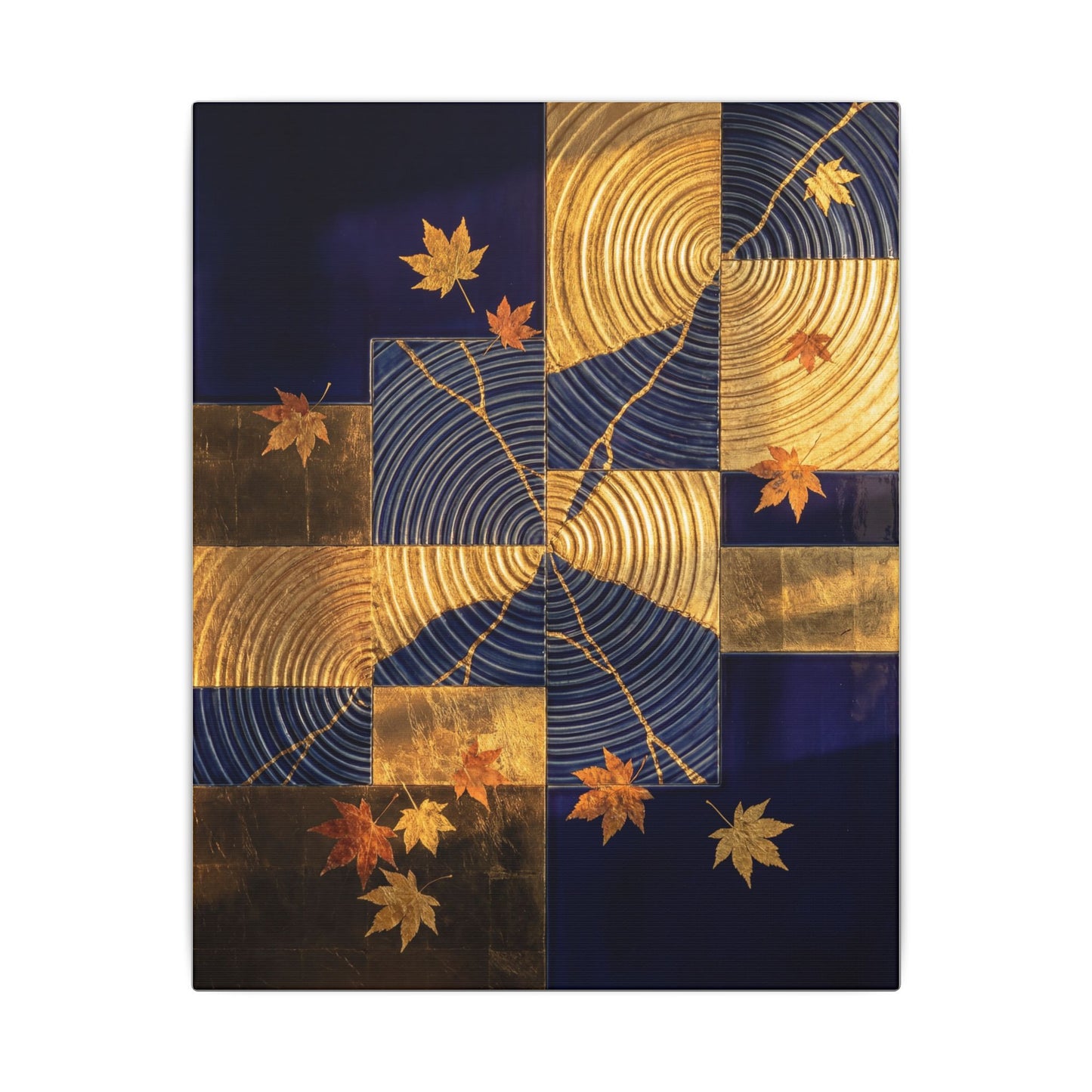 Autumn Water Ripple Crackle Gold Canvas Art | Artful Decor