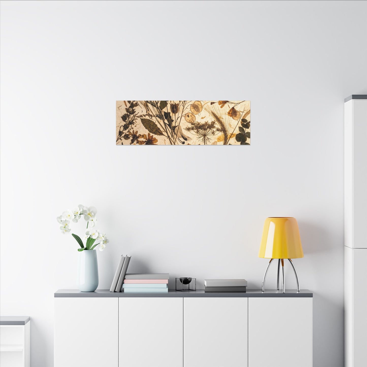 Dried Flowers Summer Canvas Art | Japandi Neutral Design