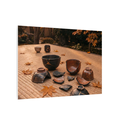 Golden Hour Tea Ceremony Canvas Art - Kintsugi Shibui