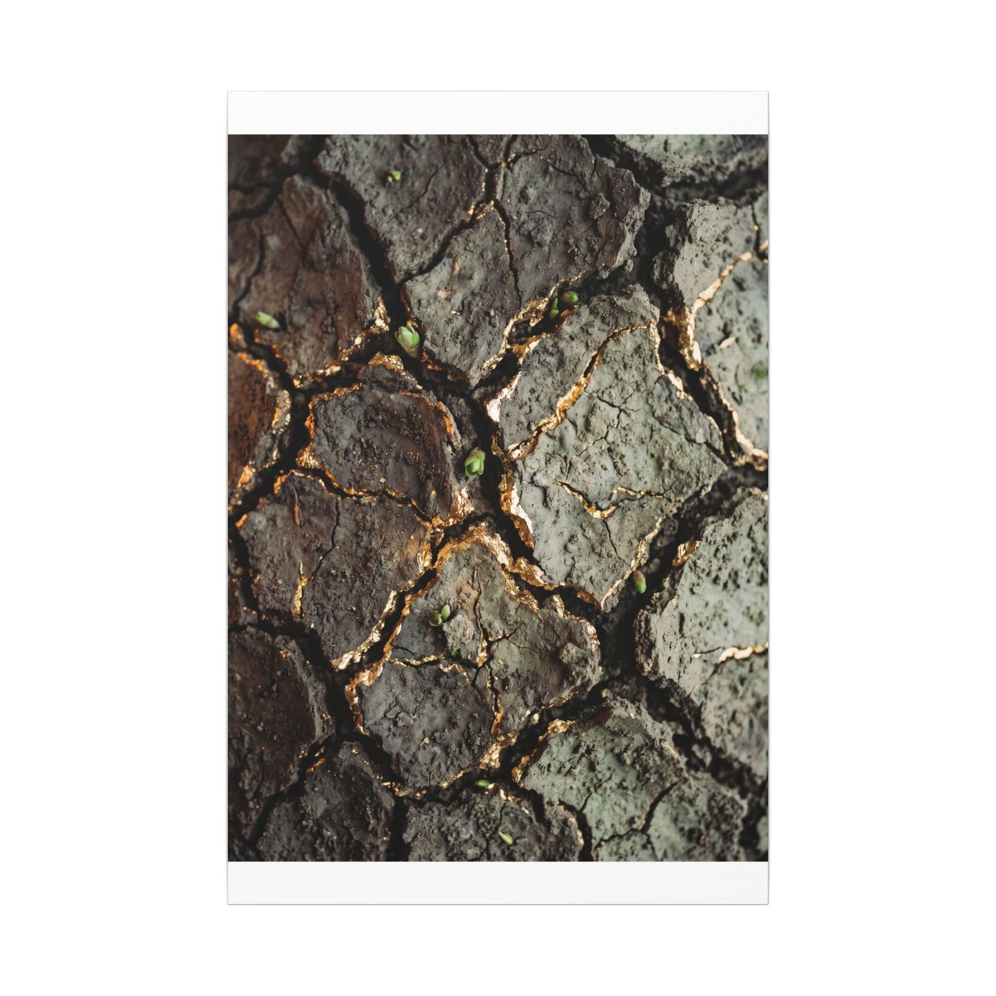 Earthy Cracked Earth Canvas Art - Japanese Pattern Japandi