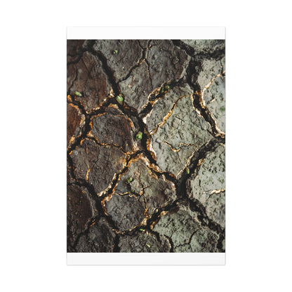 Earthy Cracked Earth Canvas Art - Japanese Pattern Japandi