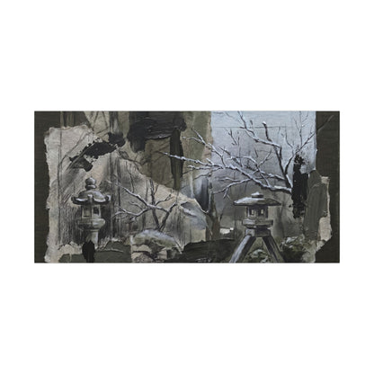 Winter Moonlit Garden Dark Texture Canvas Art | Moody Decor
