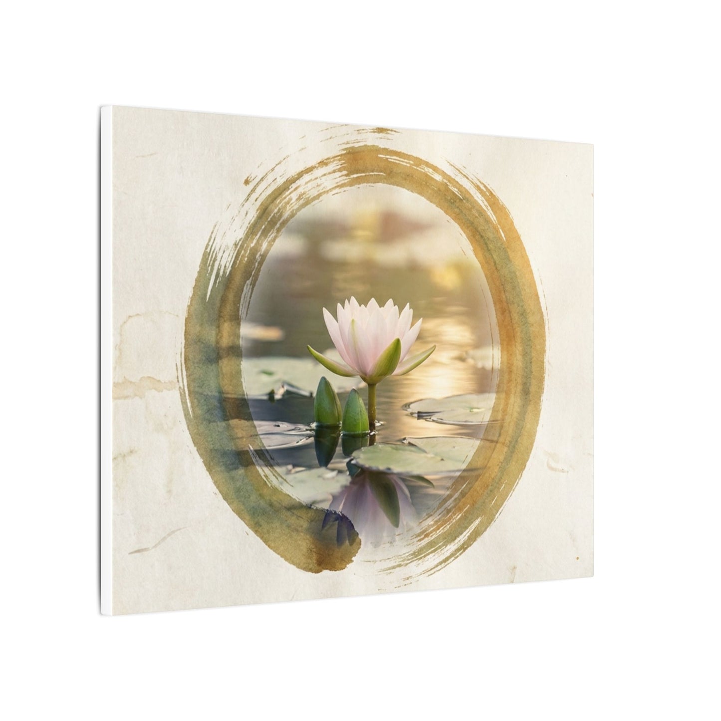 Peaceful Lotus Flower Canvas Art - Enso Zen
