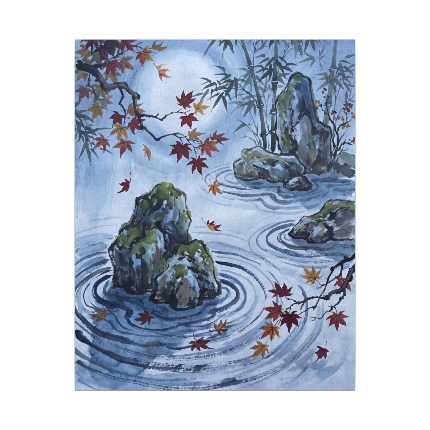 Rock Garden Autumn Canvas Art | Zen Tranquil Design